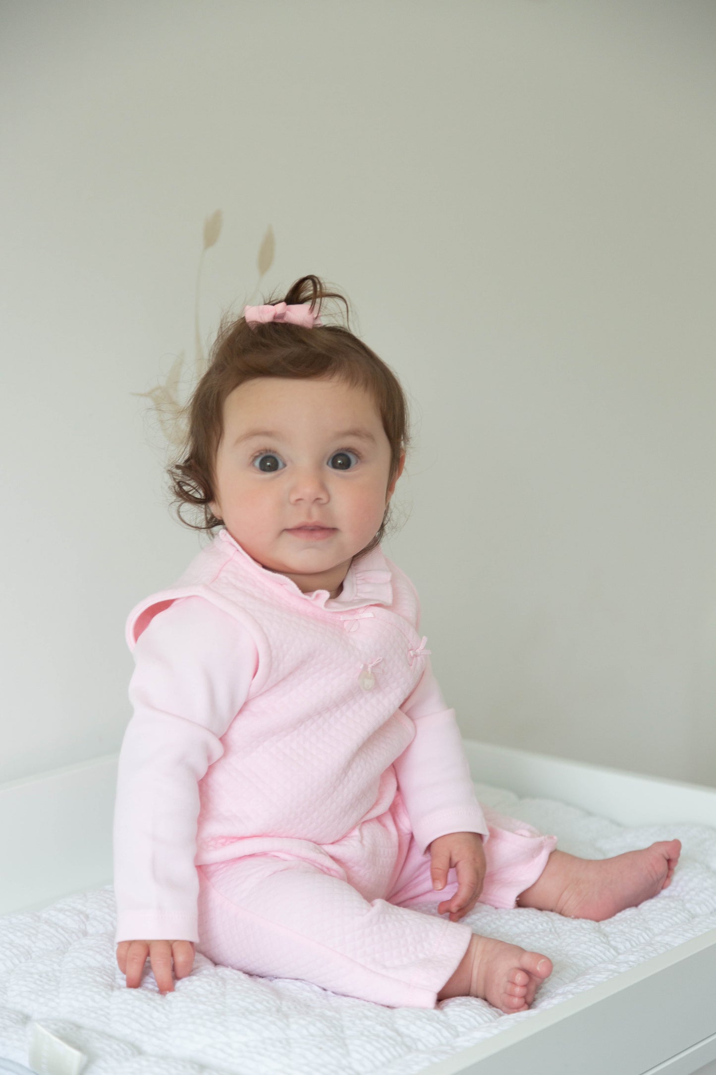Pink Waffle Tiny Baby Body, Dungaree and Hat