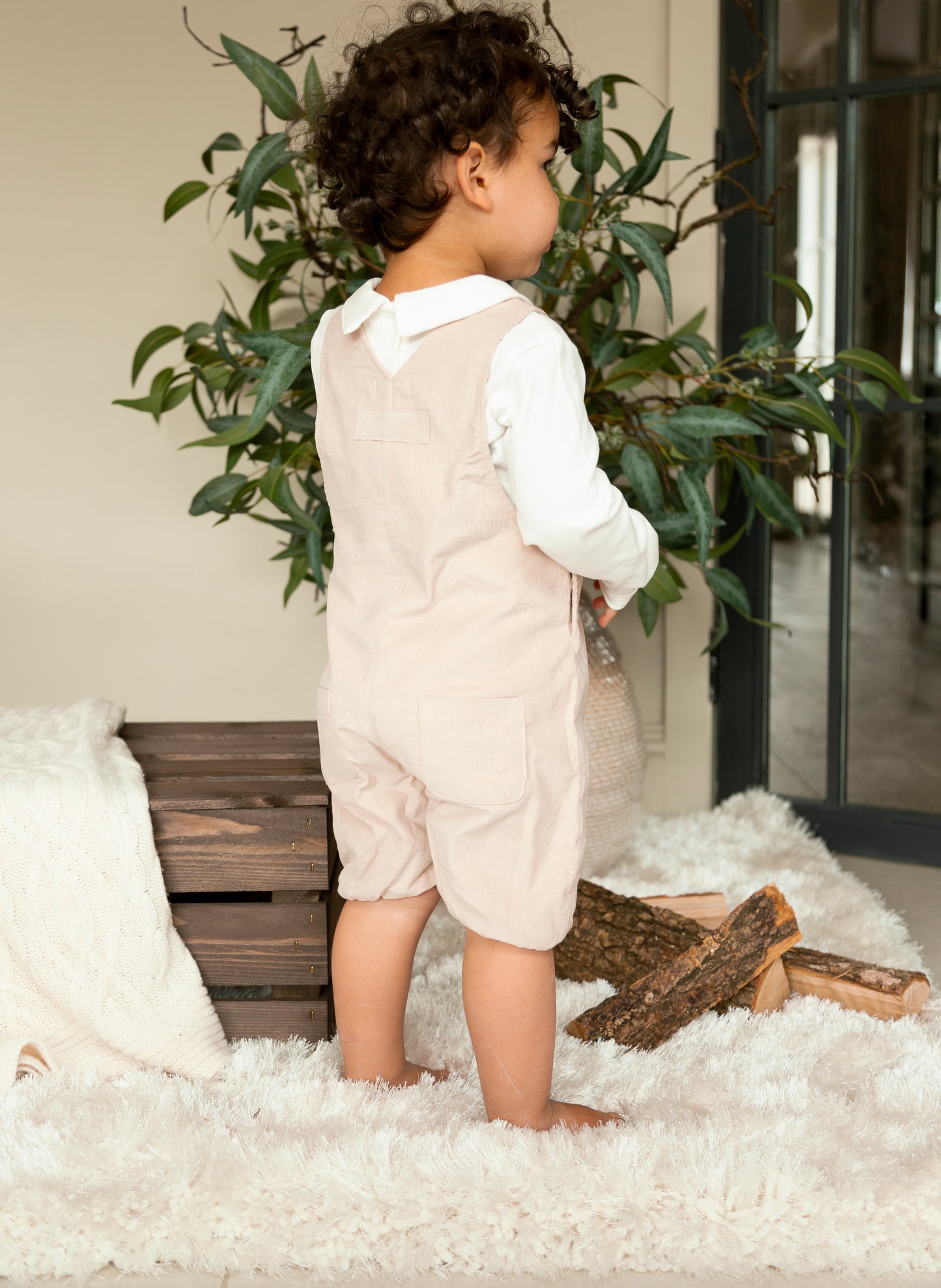 Boys Beige Needlecord Top and Dungaree