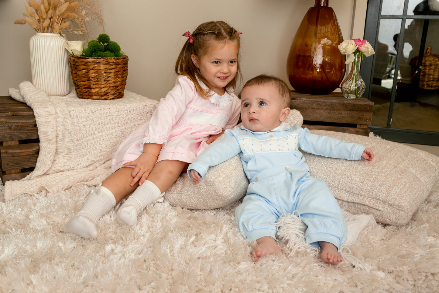 Blue Smocked Top and Trouser