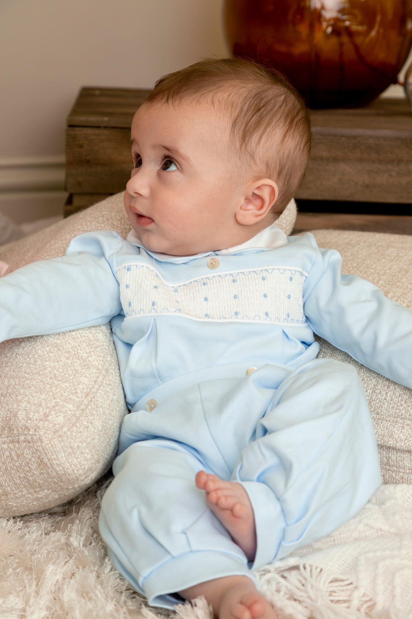 Blue Smocked Top and Trouser