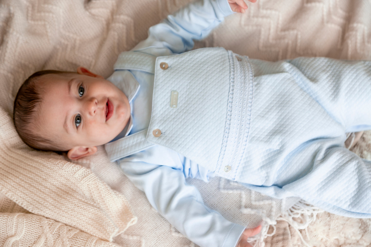 Blue Jacquard Top and Dungaree
