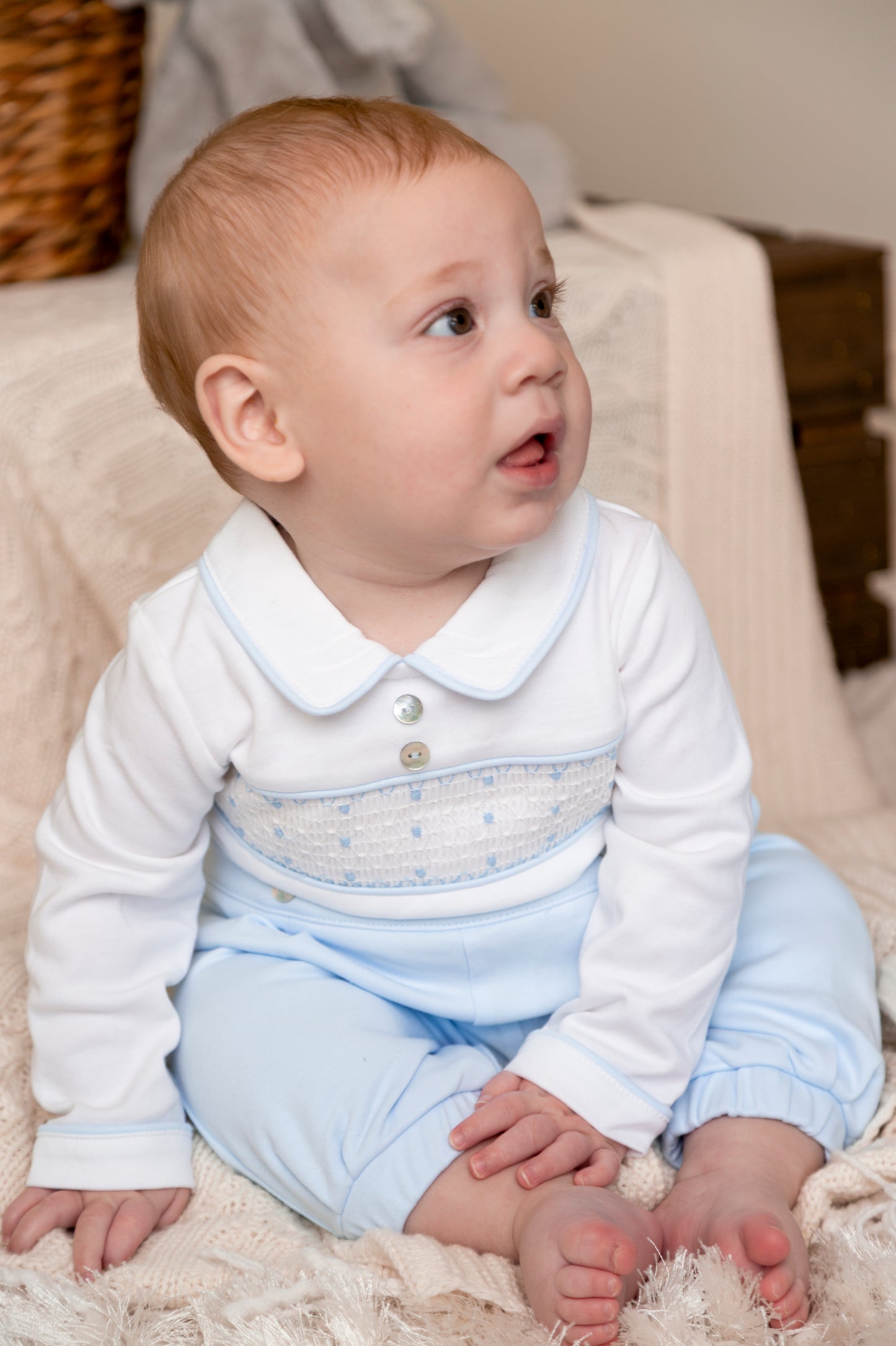 Blue Smocked Romper