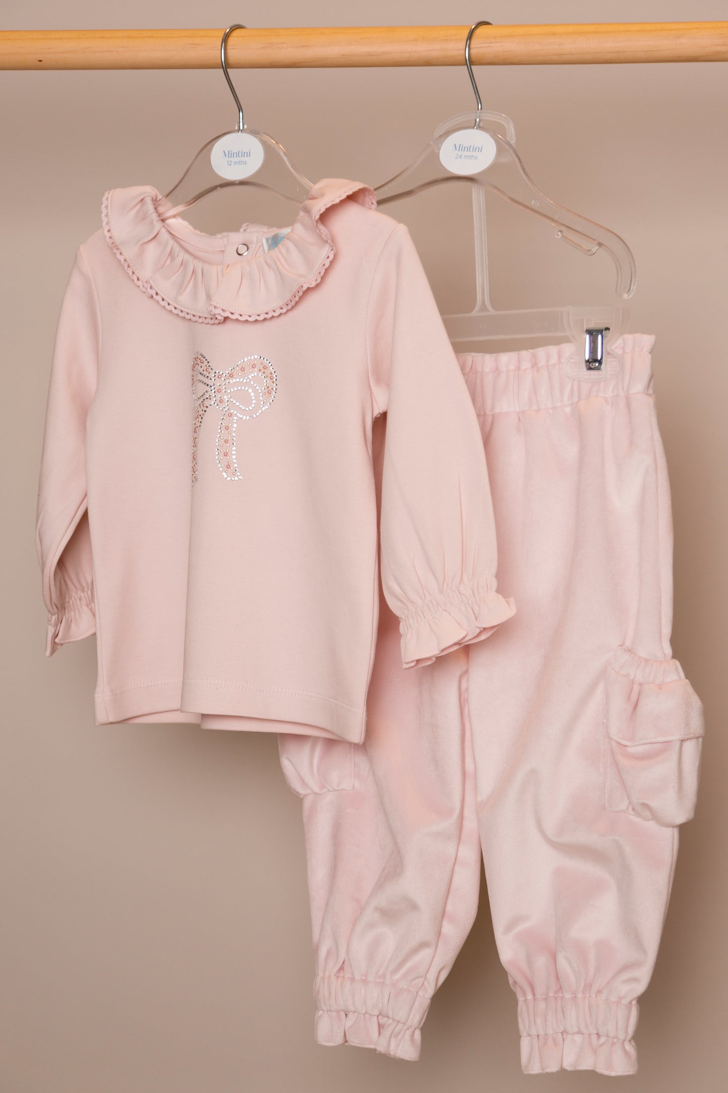 Pink Bow Velour Tracksuit