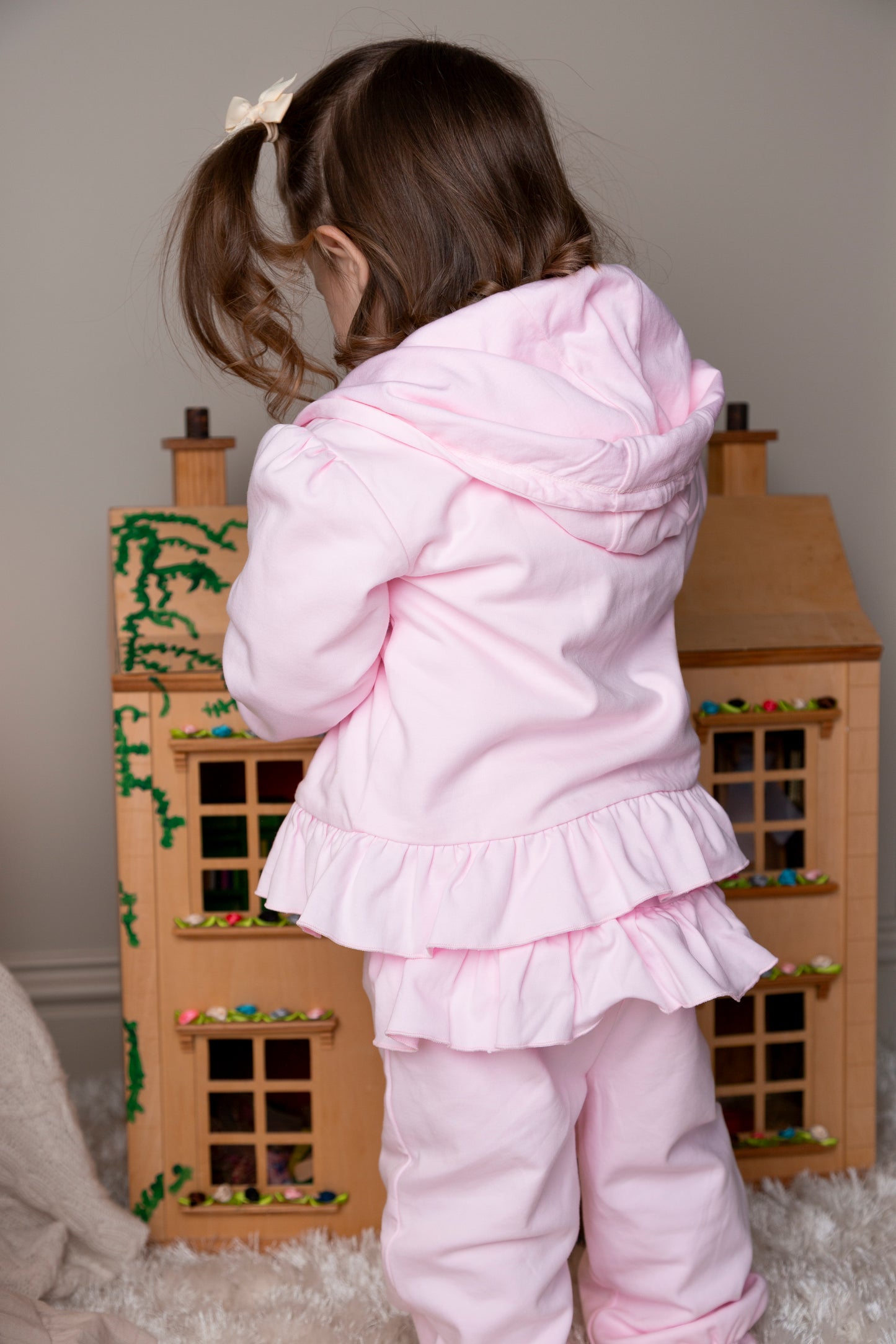 Pink Smocked 3 Piece Tracksuit