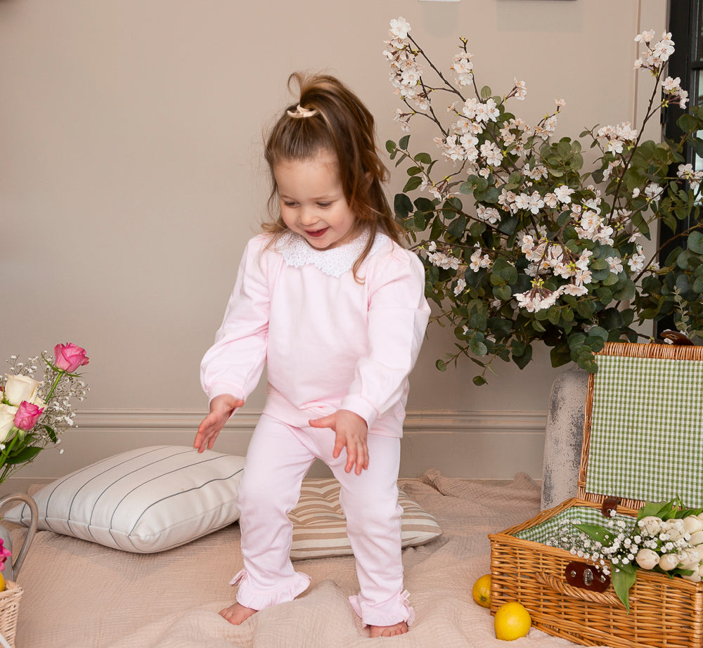 Pink Broderie Collar Tracksuit