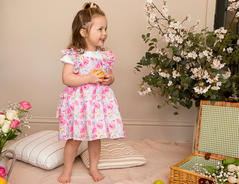 Bright Floral Top and Pinafore Dress