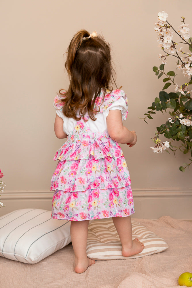 Bright Floral Top and Pinafore Dress