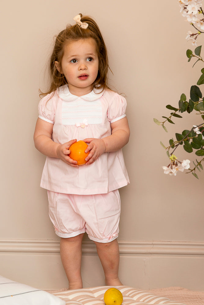 Pink Heart Smocked Top & Bloomer