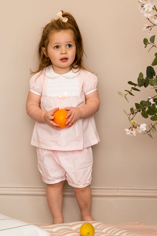 Pink Heart Smocked Top & Bloomer