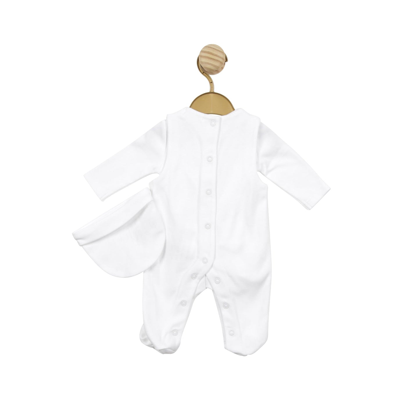 White Smocked Tiny Baby Body, Dungaree and Hat