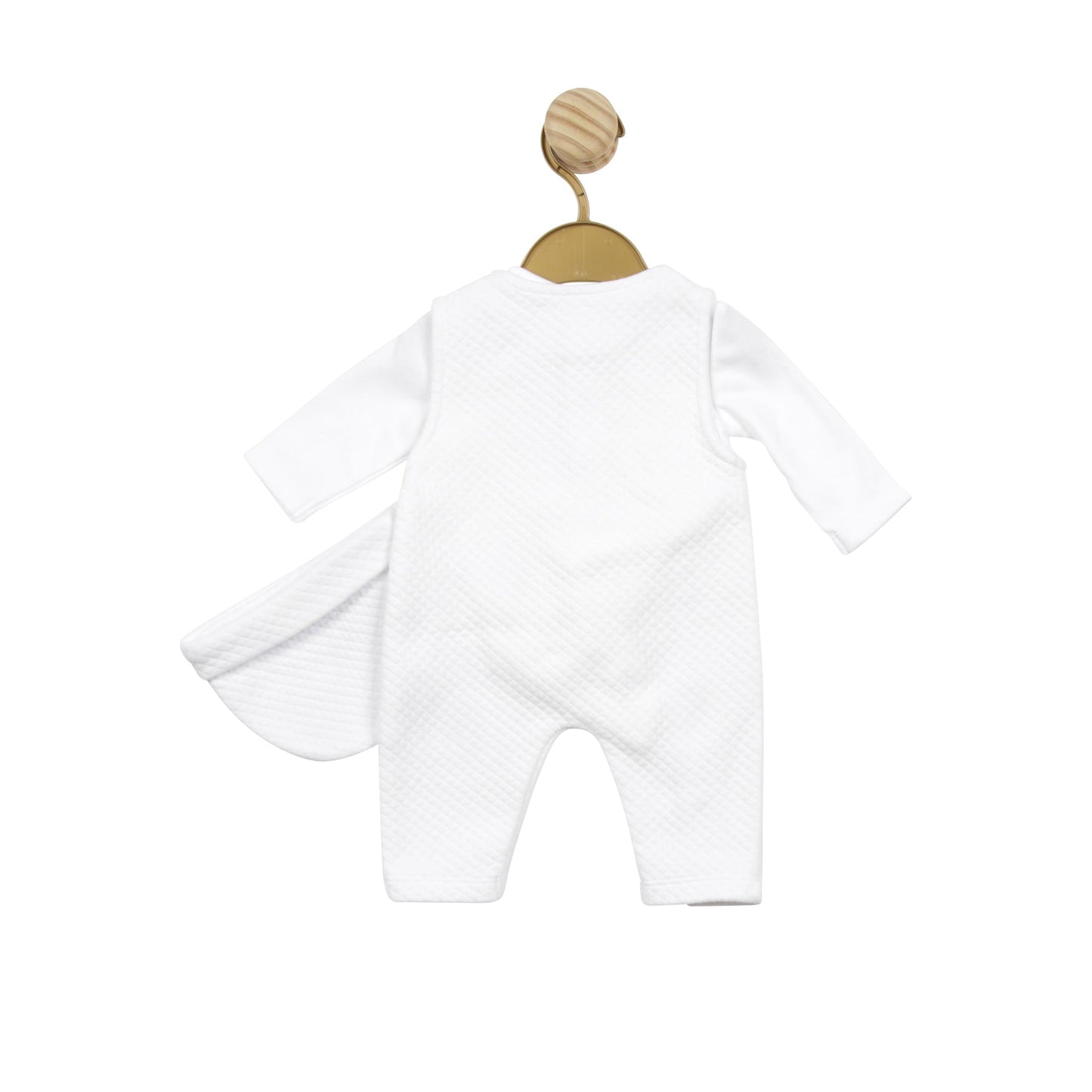 White Waffle Tiny Baby Body, Dungaree and Hat