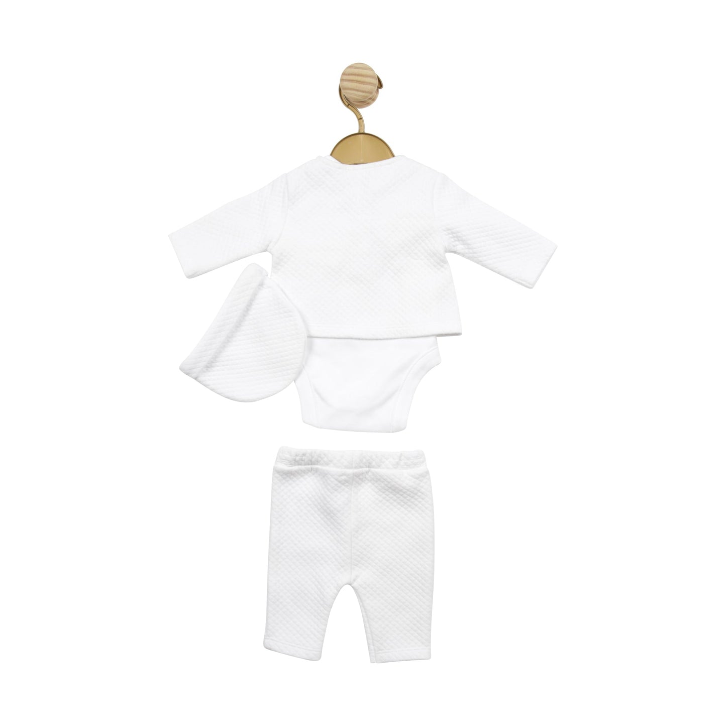 White Waffle Tiny Baby 3pc Set and Hat