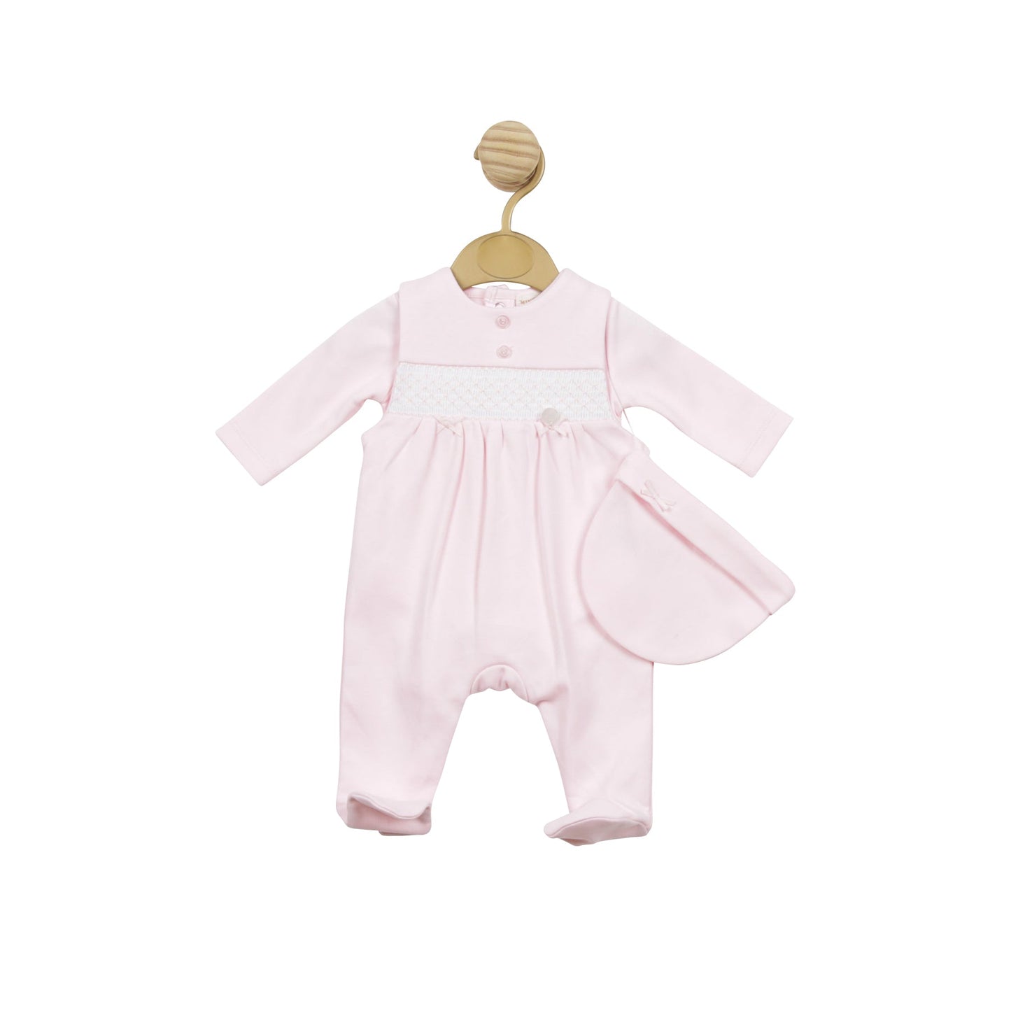 Pink Smocked Tiny Baby Body, Dungaree and Hat