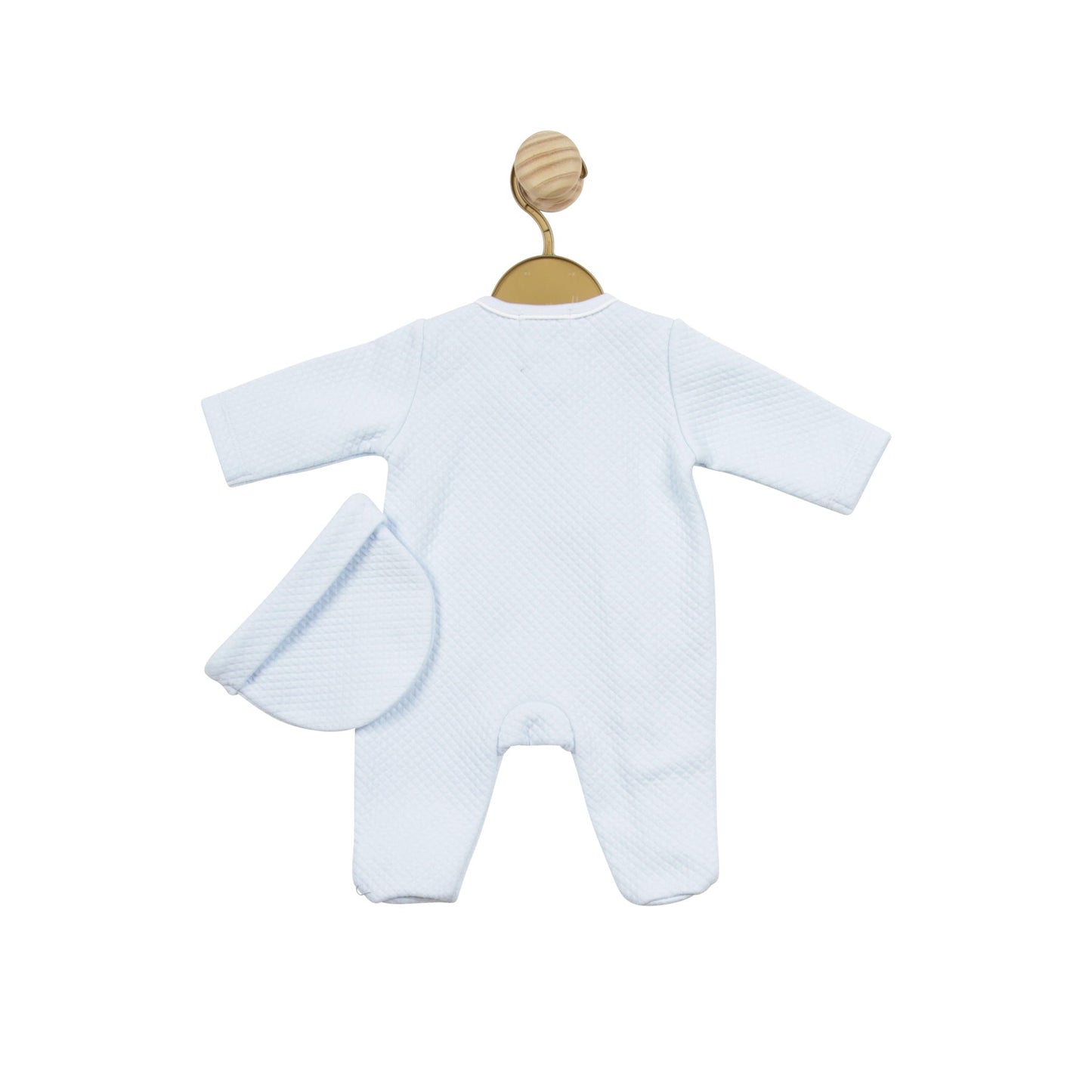 Blue Waffle Tiny Babygrow with Hat
