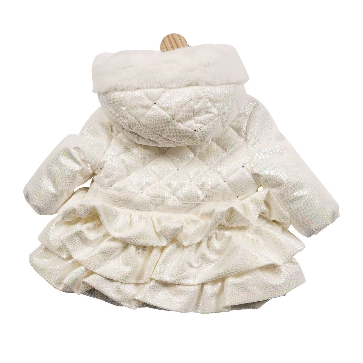White Irridescent Quilted Coat