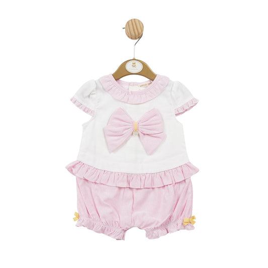 White and Pink Stripe  Romper