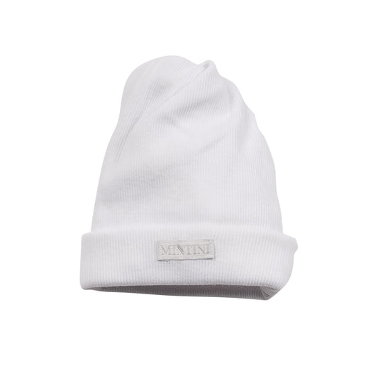White Ribbed Baby Hat