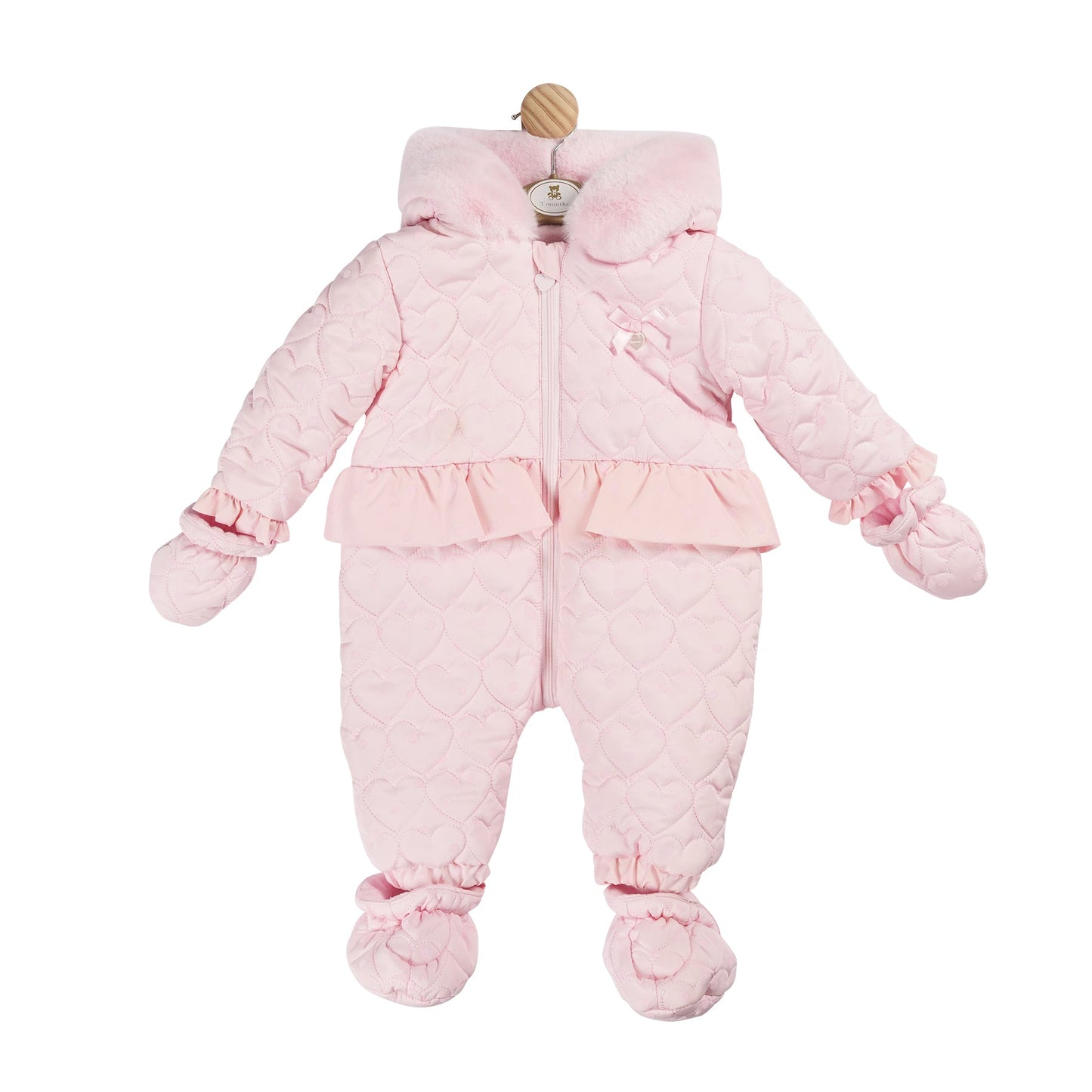 Pink Flocked Heart Snowsuit