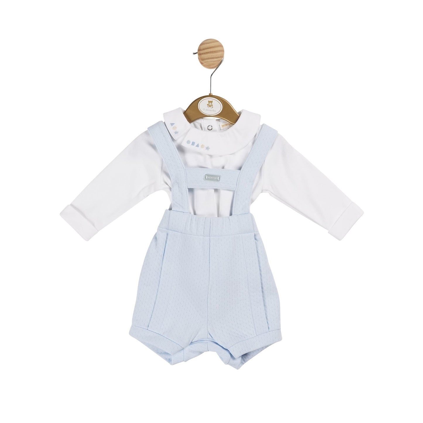 Blue Jersey Jacquard Top & Bloomer Dungaree