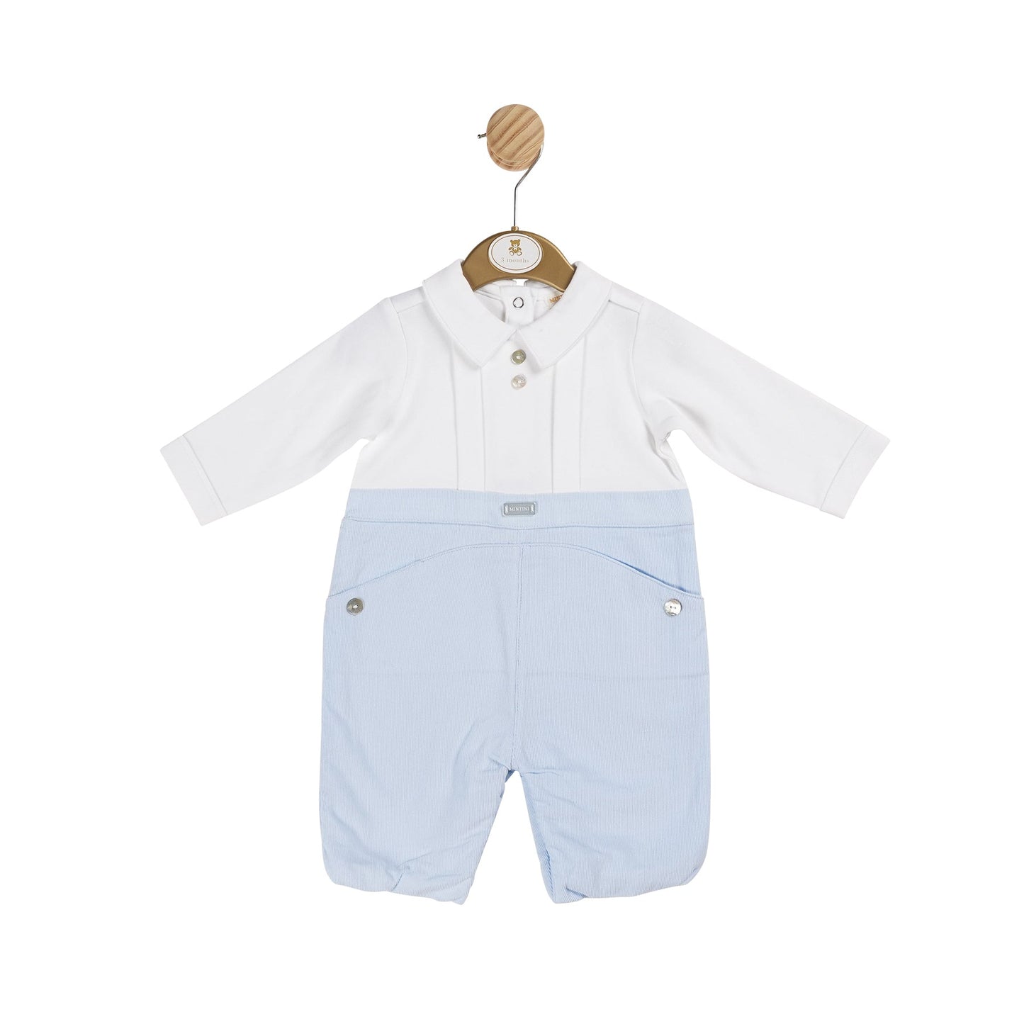 Blue Boys Needlecord Long Romper