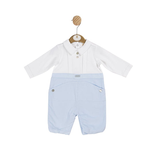 Blue Boys Needlecord Long Romper