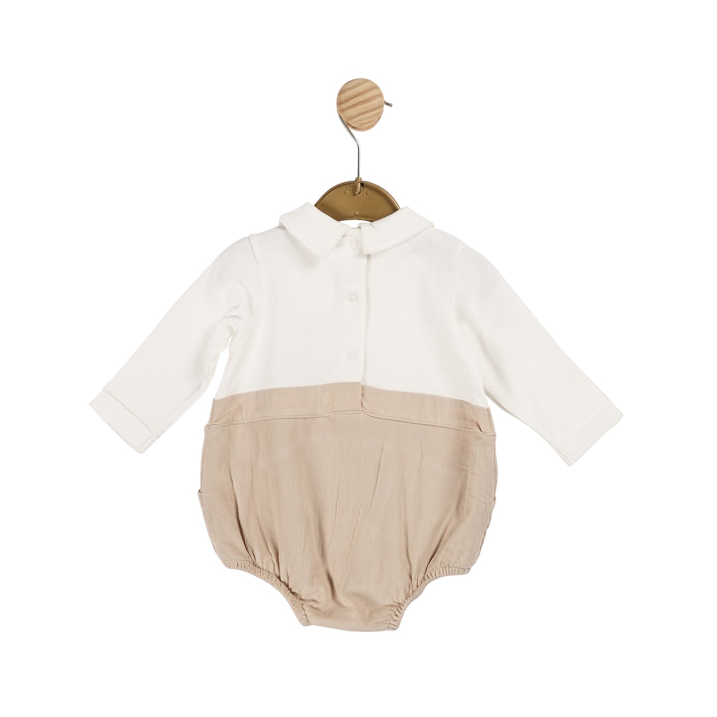 Boys Beige Needlecord Short Romper