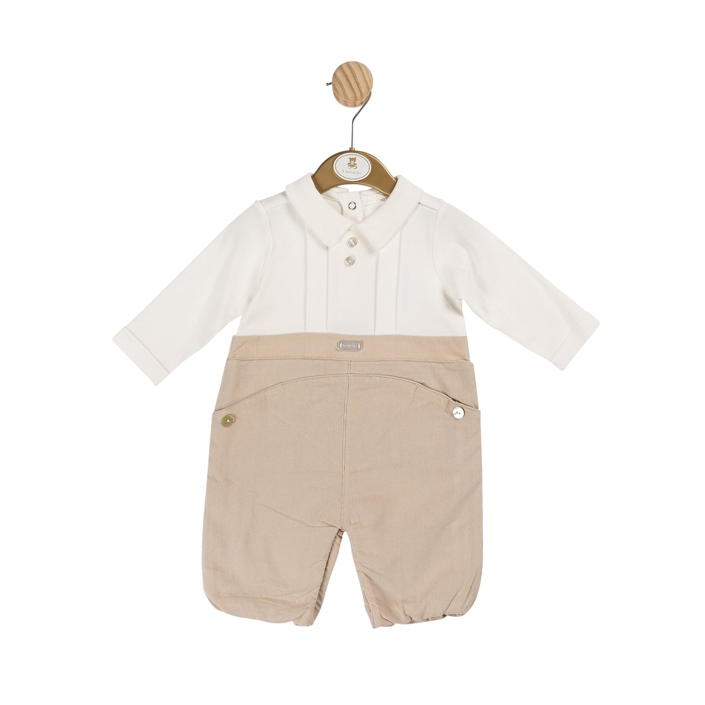 Boys Beige Needlecord Romper