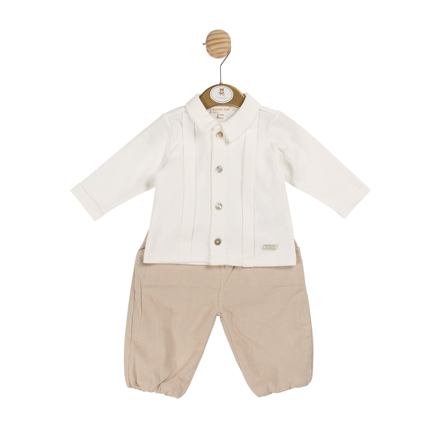 Boys Beige Needlecord Top and Trouser