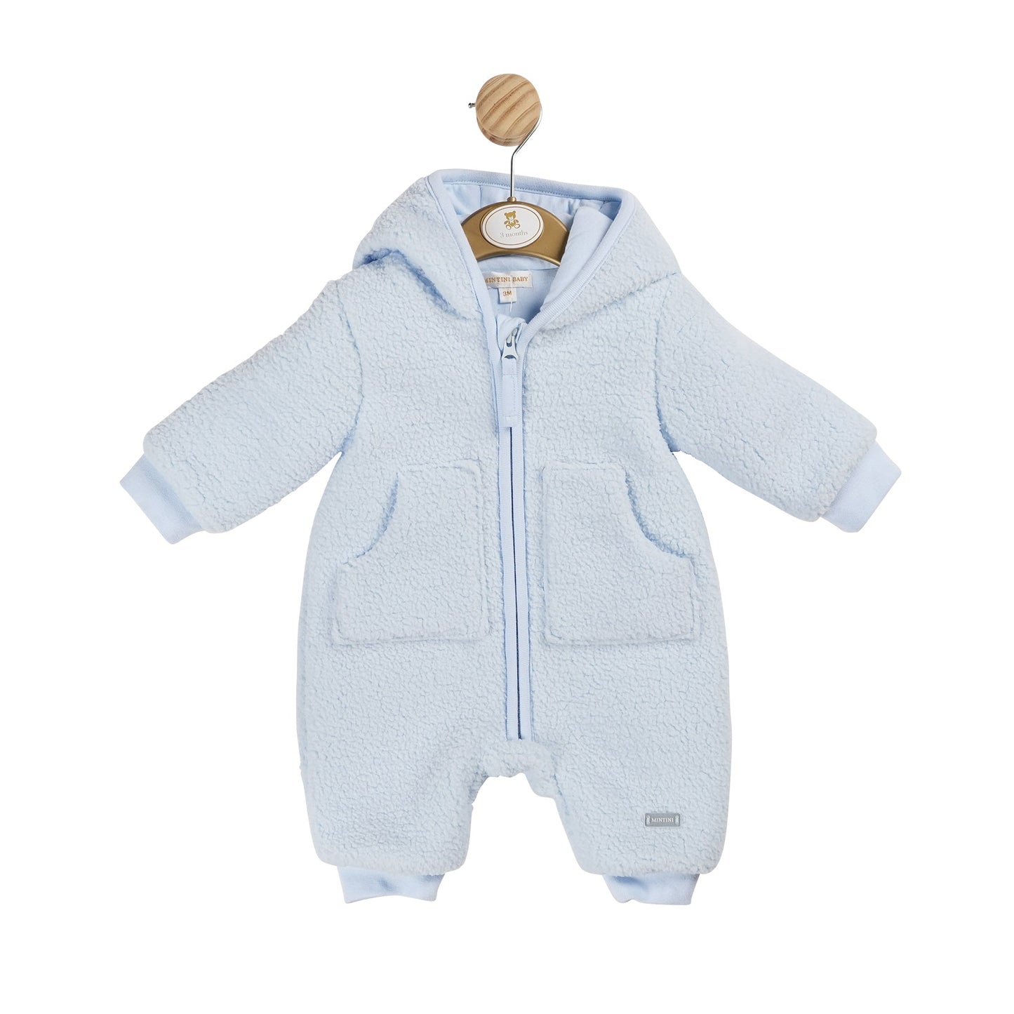 Blue Teddy Fur Hooded Onesie