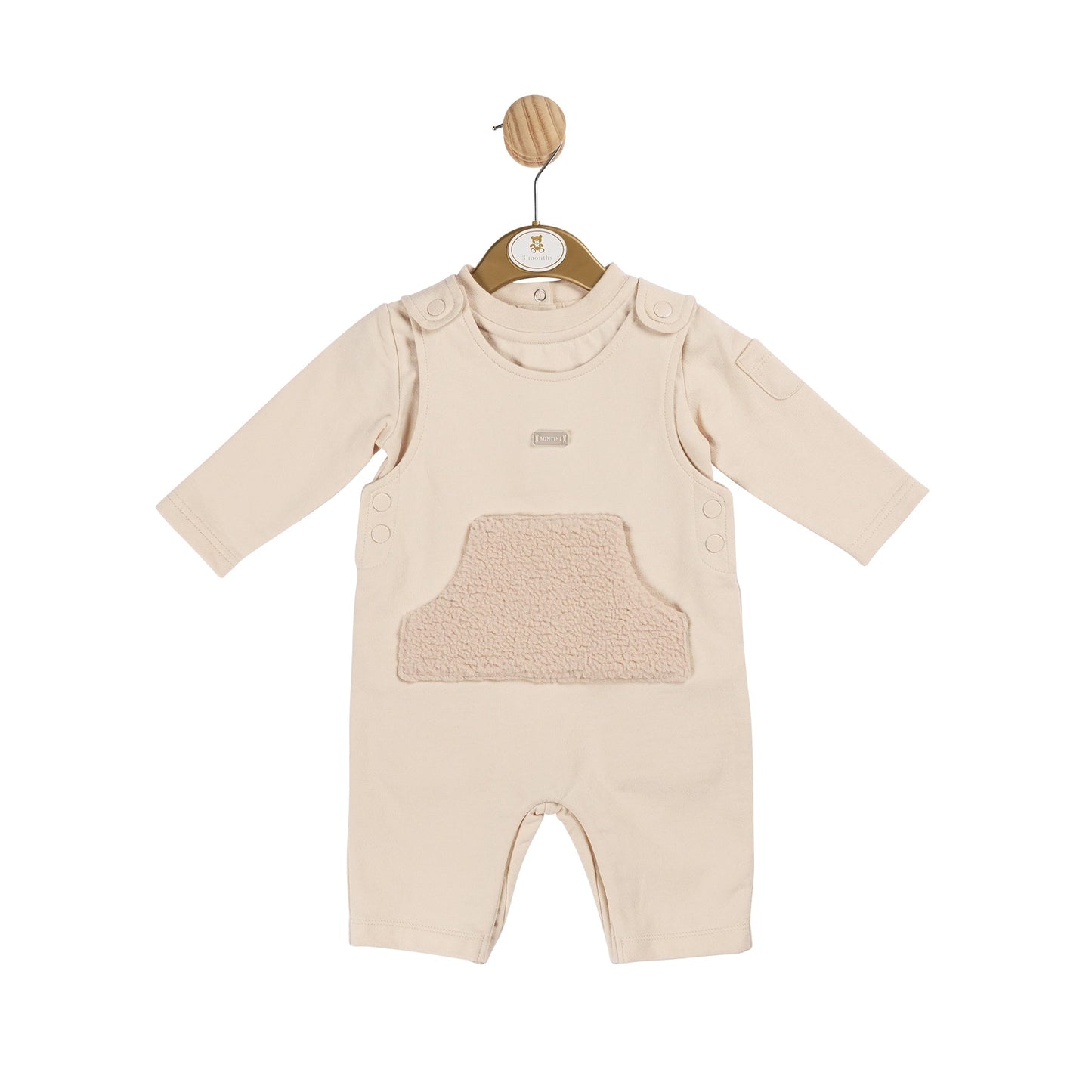 Beige Teddy Fur Top and Dungaree