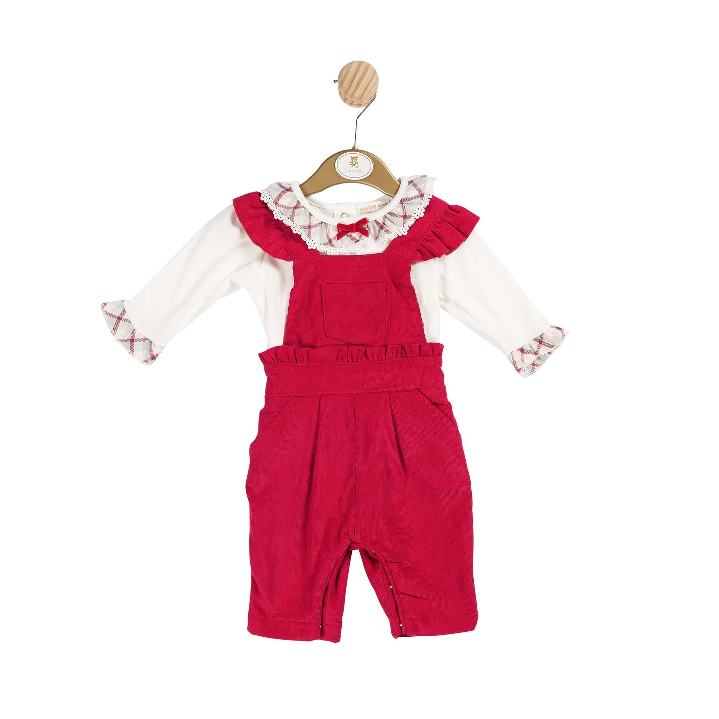 Girls Red and Ivory Top and Dungaree