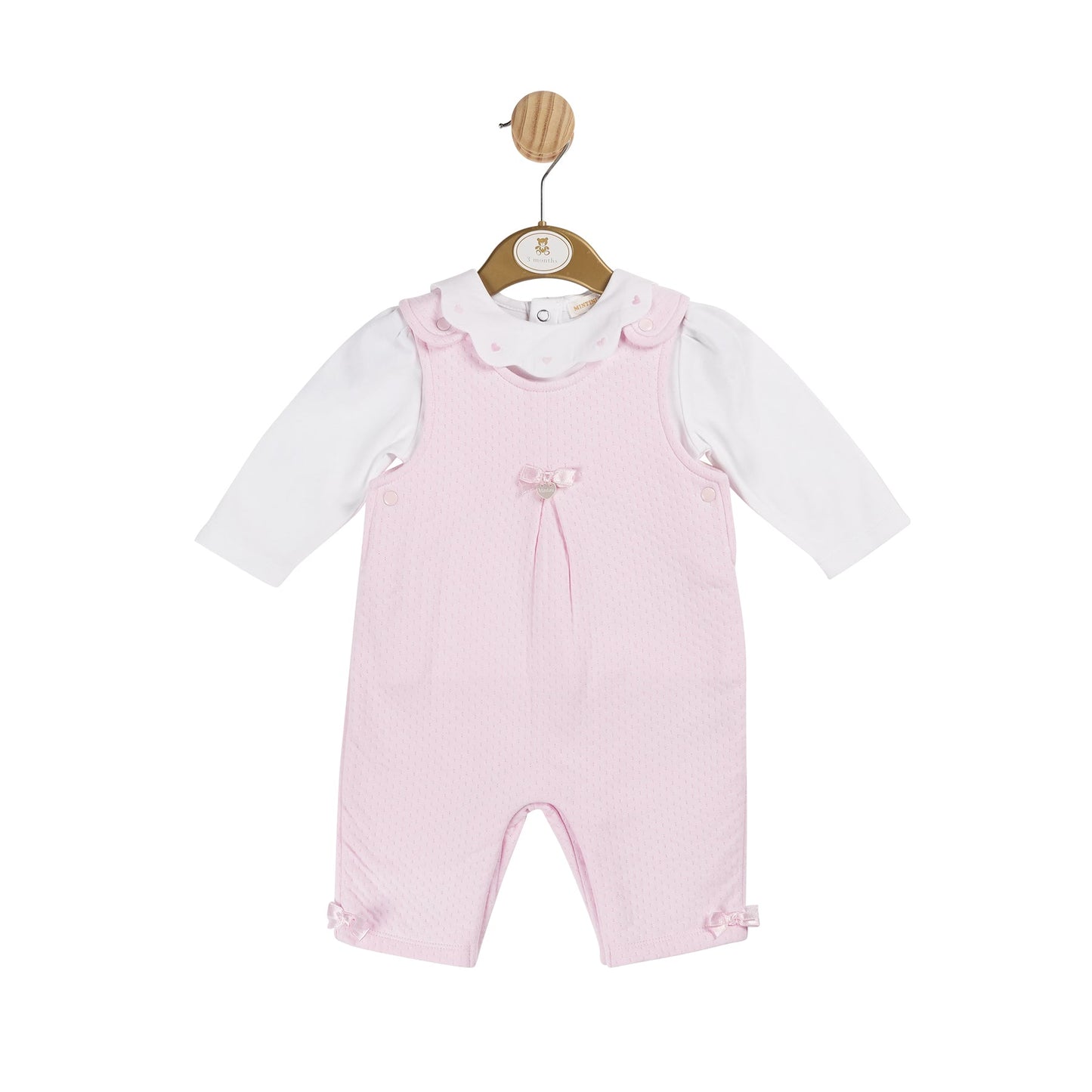 Pink Jersery Jacquard Top and Footless Dungaree