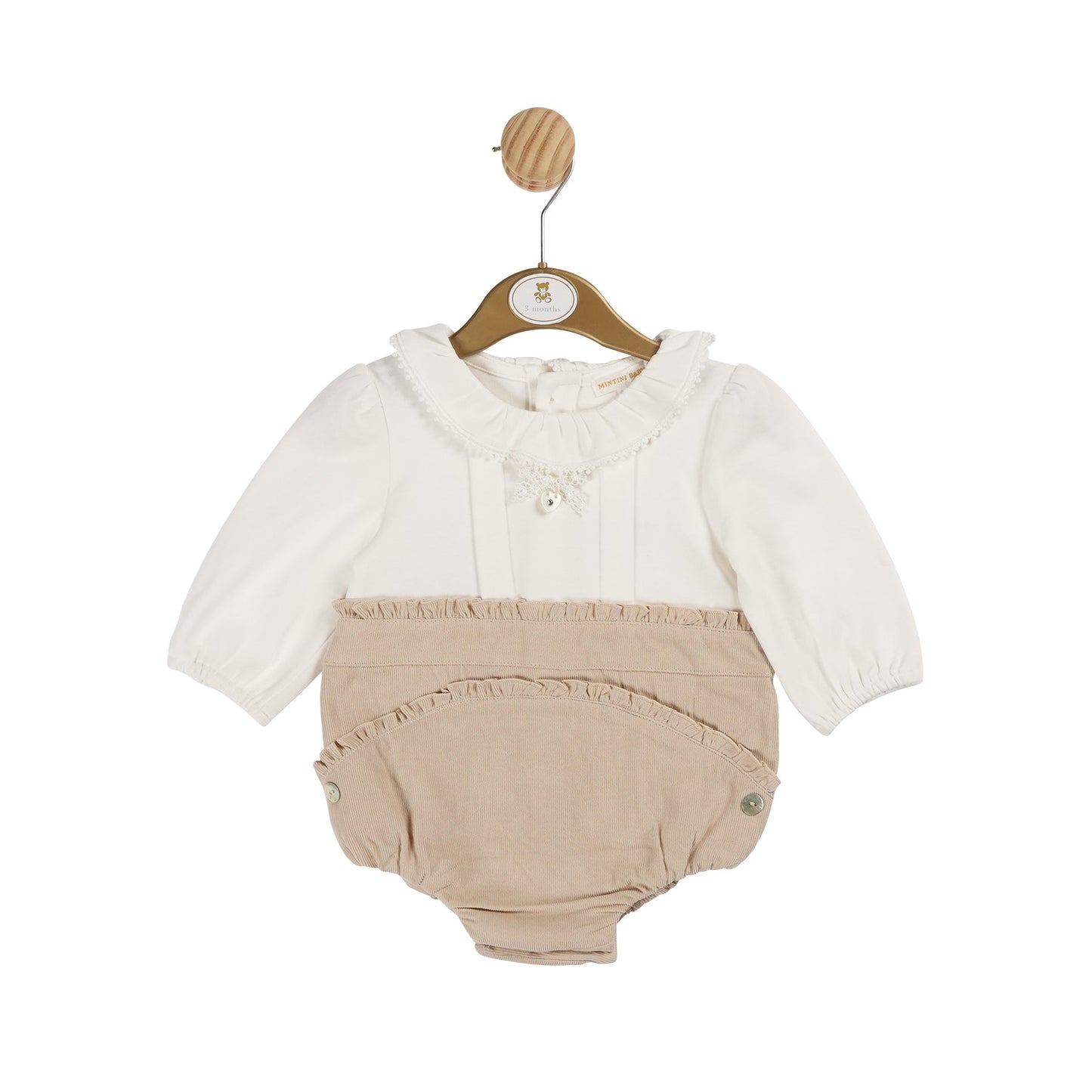 Beige Needlecord Short Romper