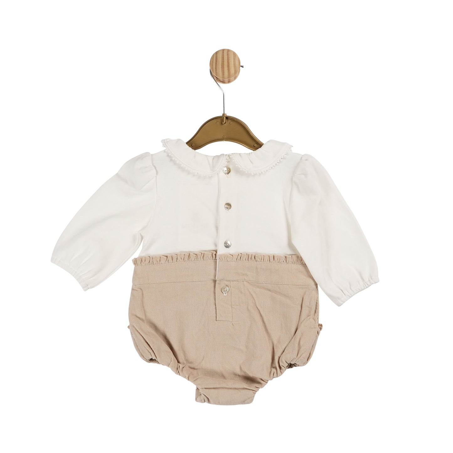 Beige Needlecord Short Romper