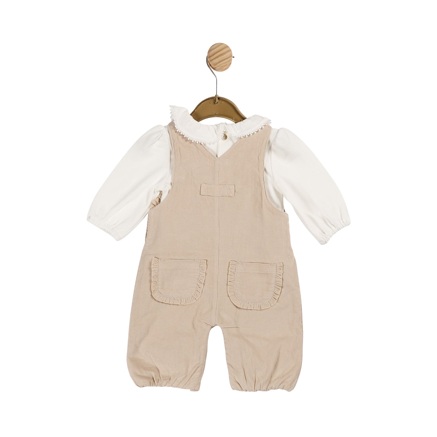 Girls Beige Needlecord Top and Dungaree