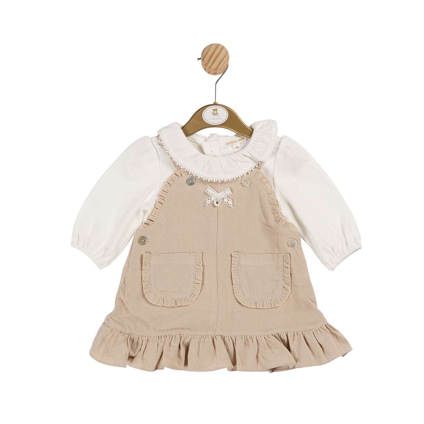 Beige Needlecord Top and Pinafore