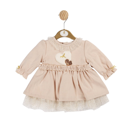 Beige Fur Heart Dress