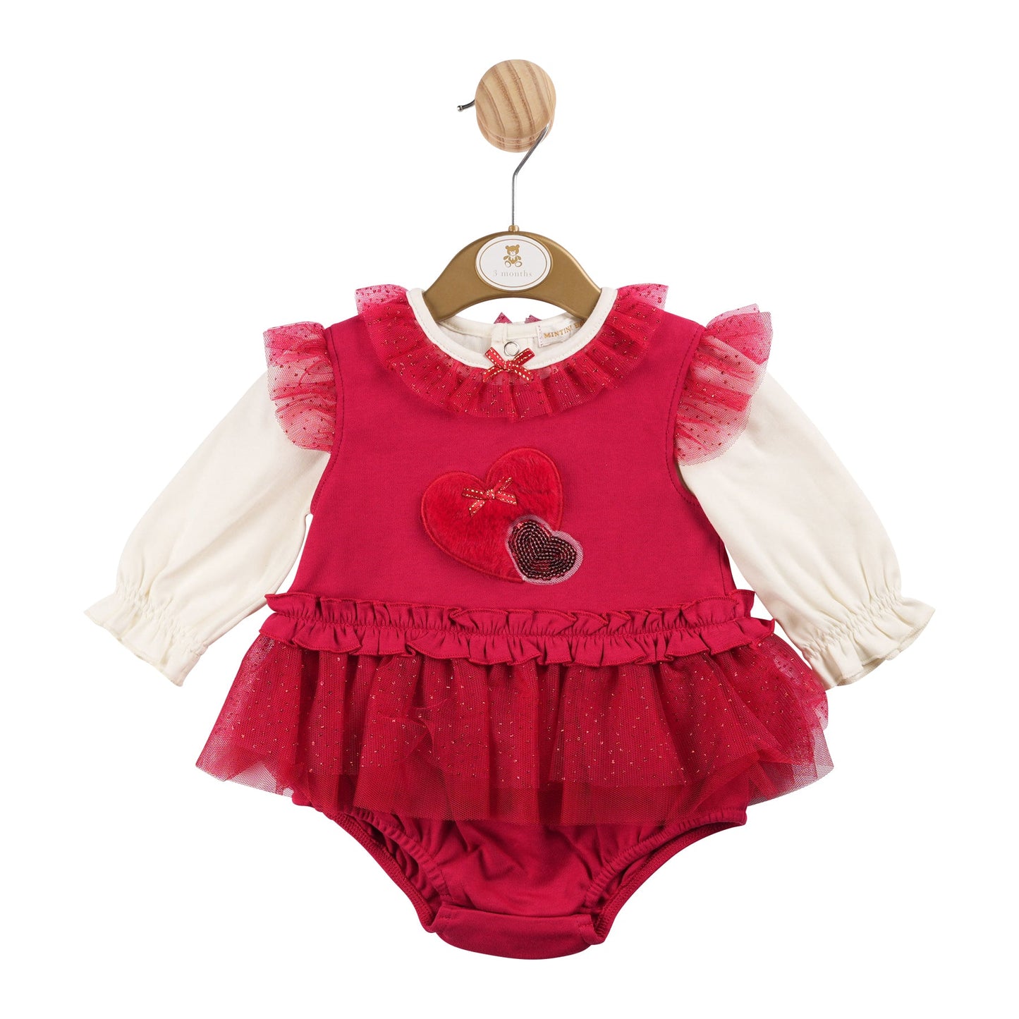 Red Fur Heart Romper