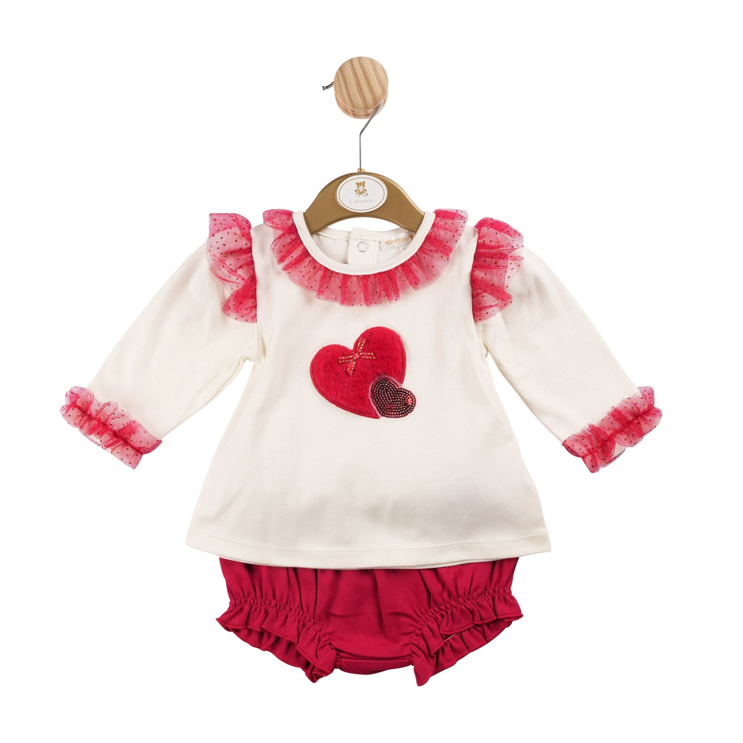 Red Fur Heart Top and Bloomer