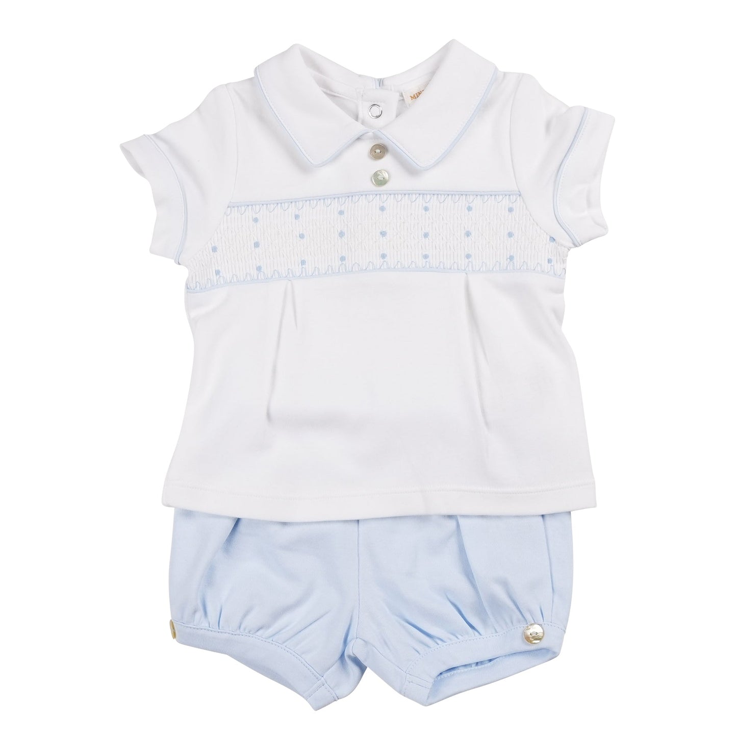 Blue Smocked Collared Top & Short