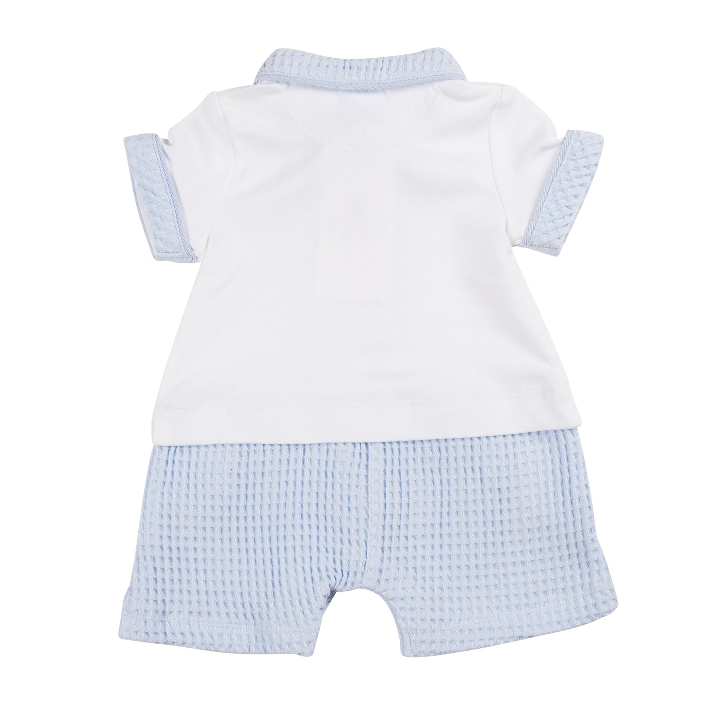 Blue Collared Waffle Romper