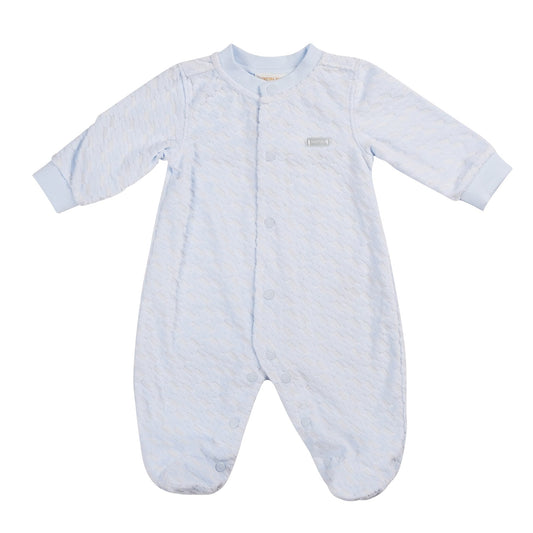 Blue Velour Babygrow