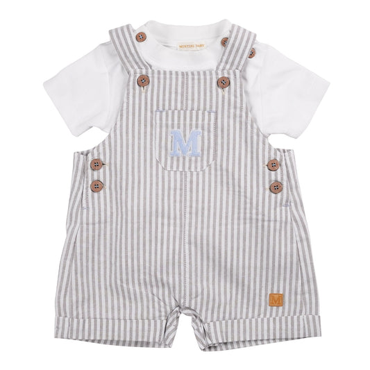 MB6313D | T-Shirt & Short Dungaree-White/Sage-In Stock