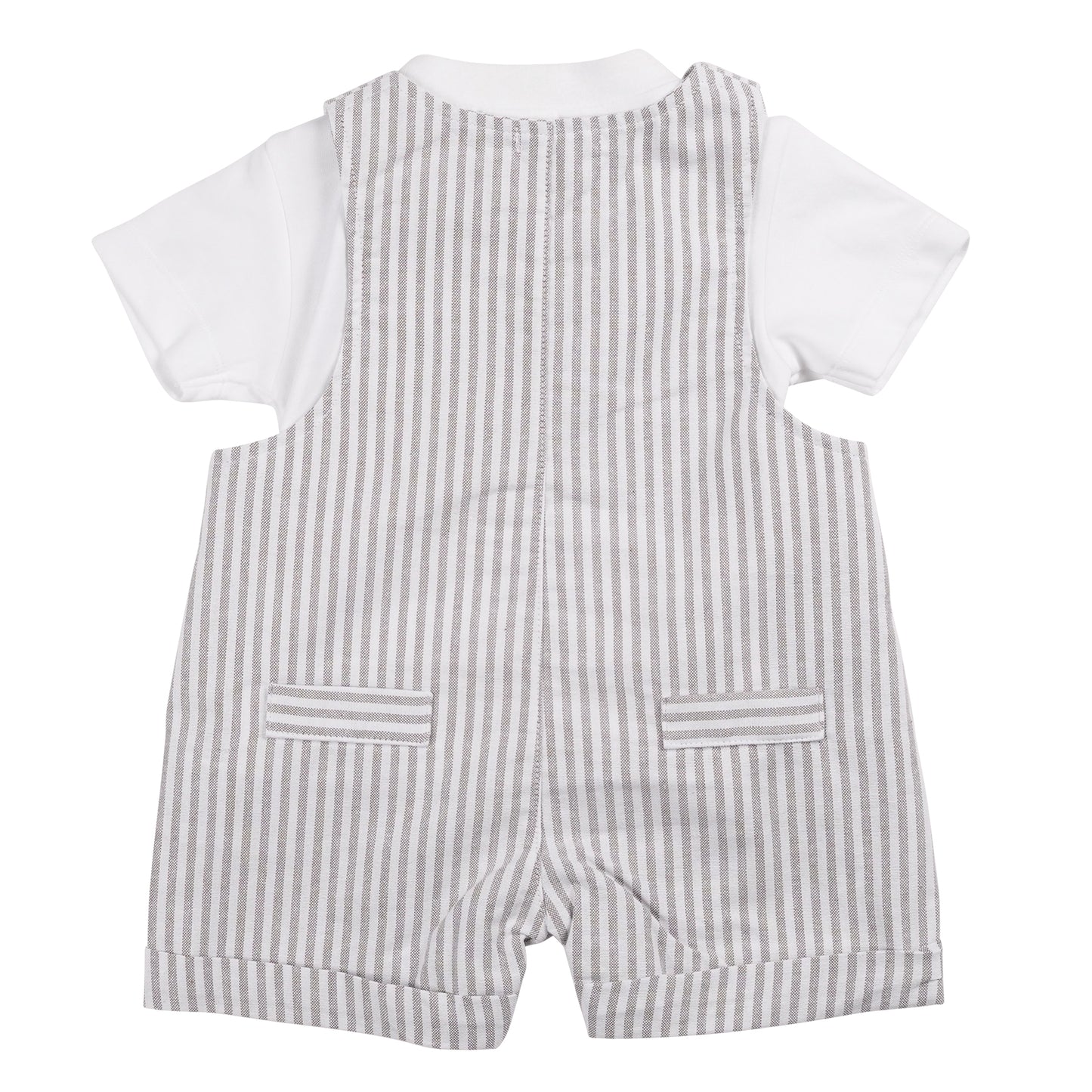 Greige Pinstripe T-Shirt & Short Dungaree