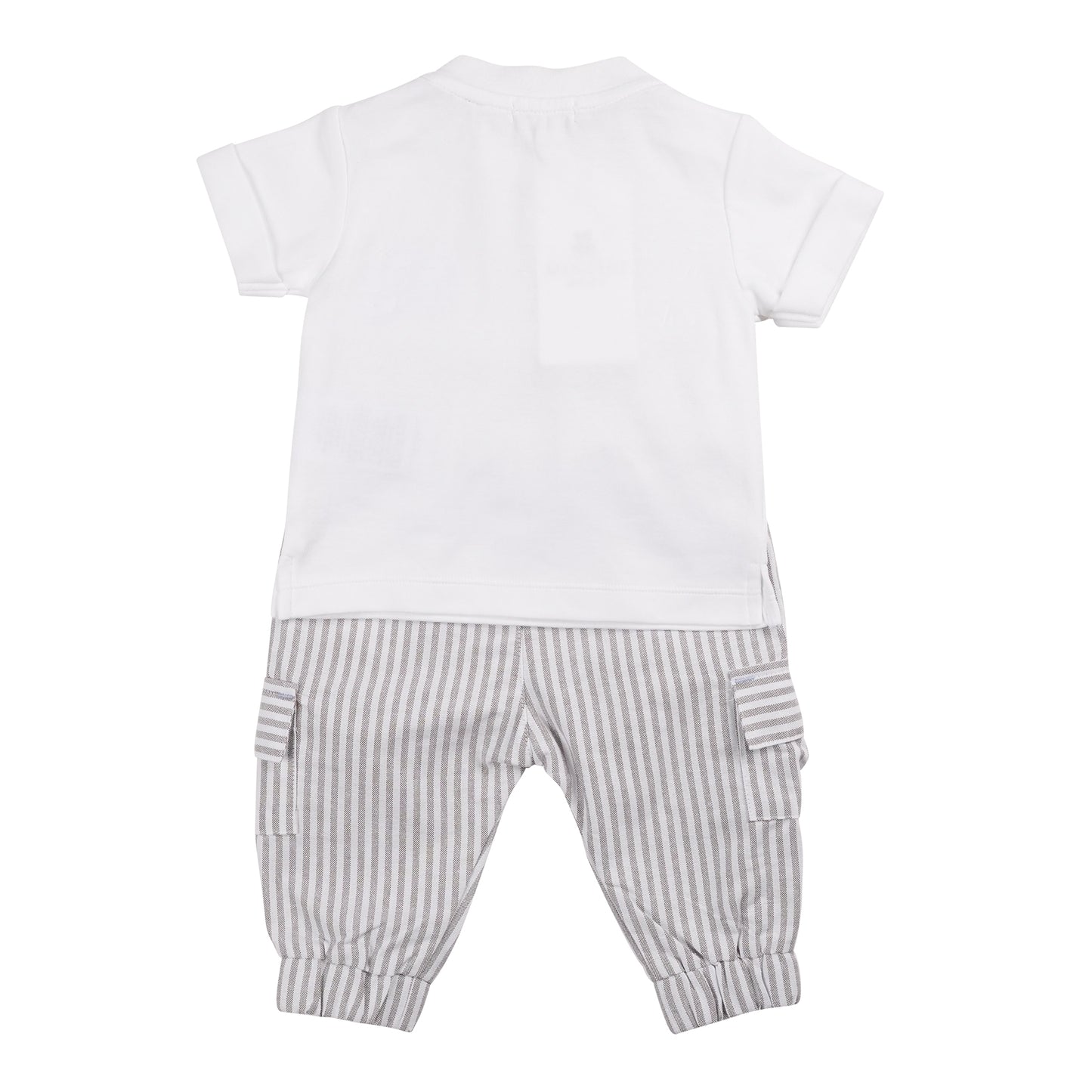 Greige Pinstripe T-Shirt & Cuffed Trouser Set