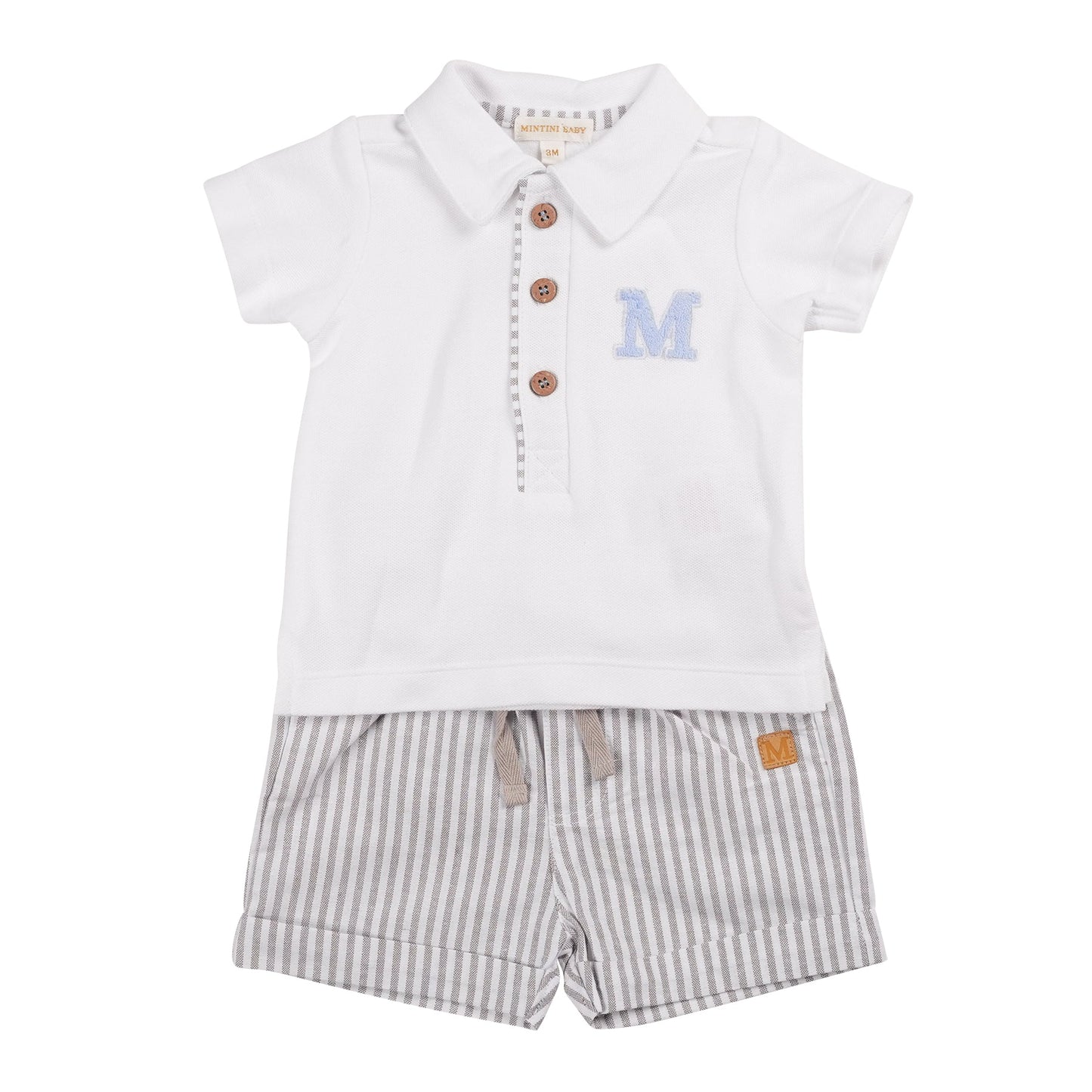 Greige Pinstripe T-Shirt & Short Set