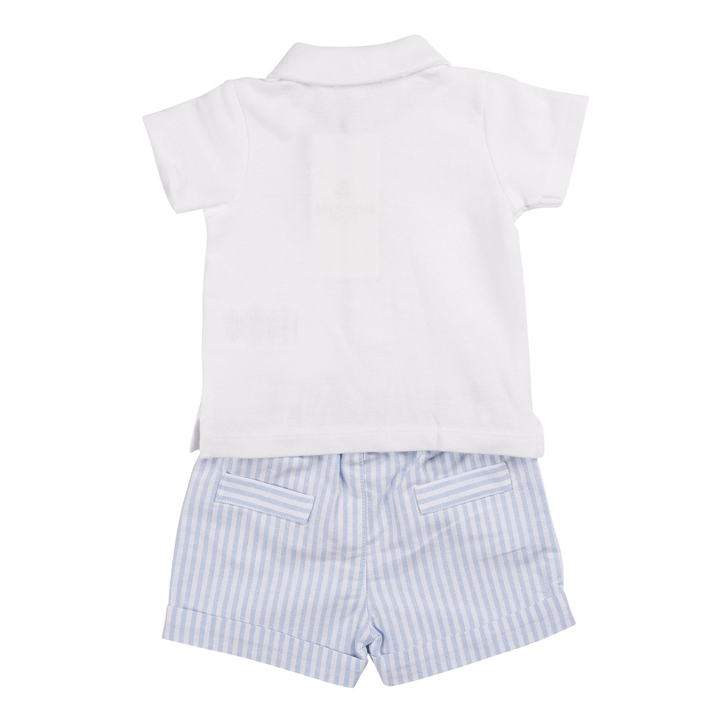 Blue Pinstripe Polo Top & Short Set