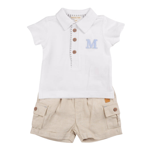 MB6317E | Polo Top & Short-White/Sage-In Stock