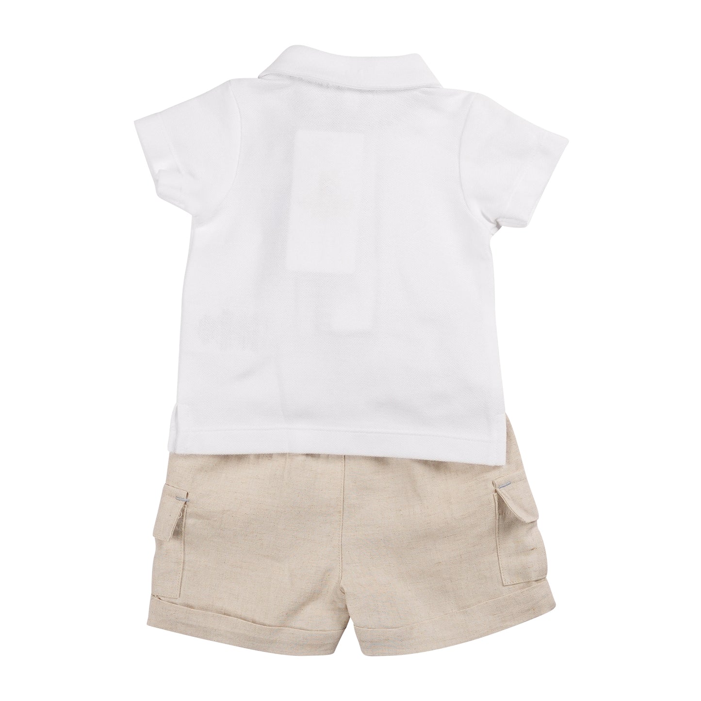 Beige Cargo Polo Top & Short Set