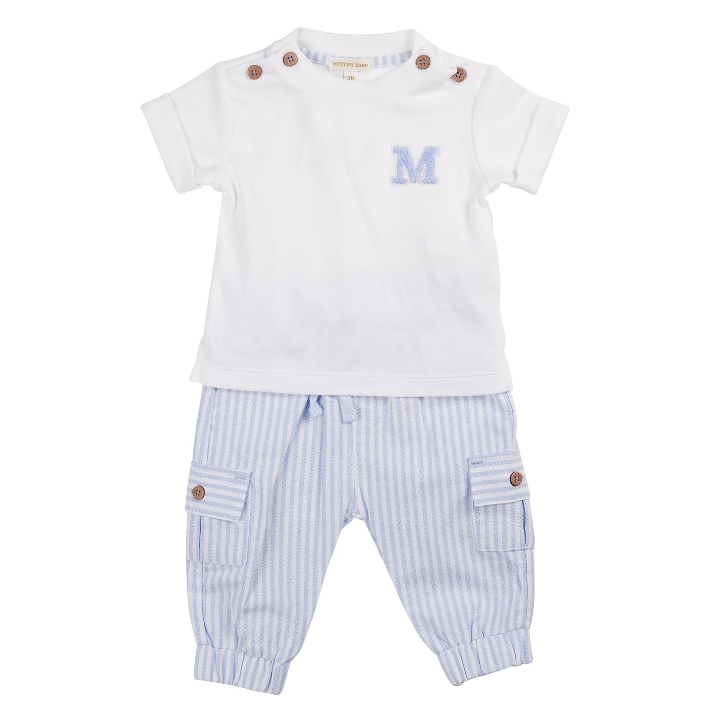 MB6318BA | T-Shirt & Trouser-White/Blue-In Stock